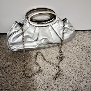 NWOT Candie's Silver Metallic Clutch or Crossbody Evening Bag New w/o Tag